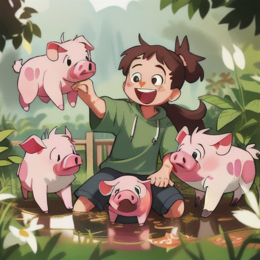 The Joyful Bond: Jake's Discovery of Happiness with His Muddy Pig Friends