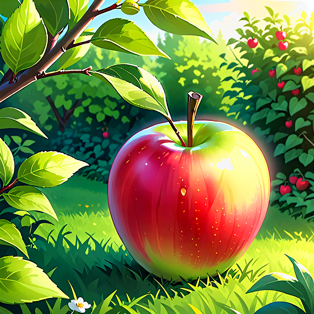 The Sweet Apple: A Rabbit's Delightful Snack in the Garden