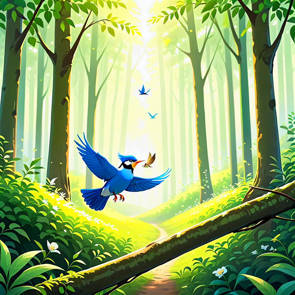Melody of Freedom: A Bird's Song in the Peaceful Forest