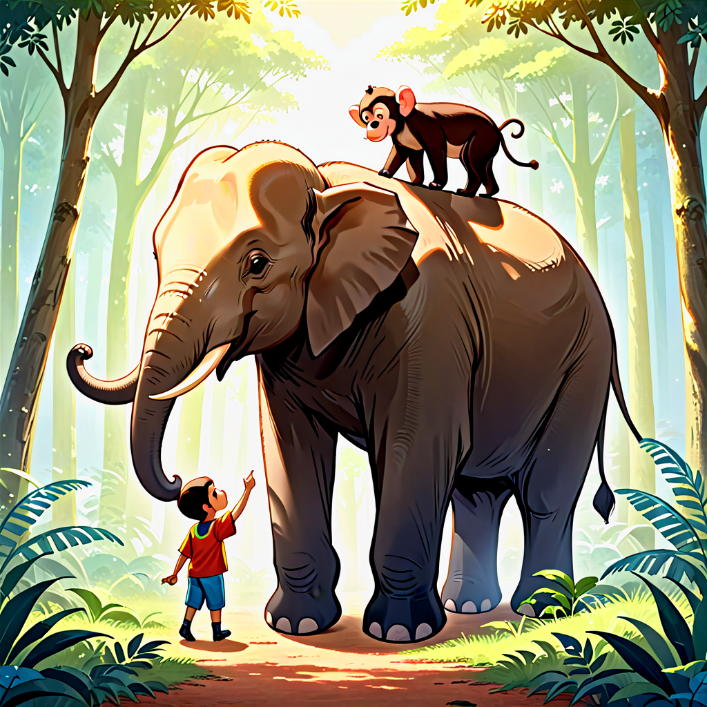The Elephant and the Monkey: A Tale of Friendship and Harmony in the Forest